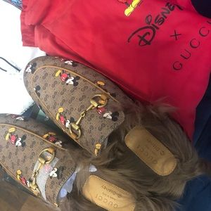 GUCCI x Disney Mickey Mouse Women Fur Loafers Mules/Slides